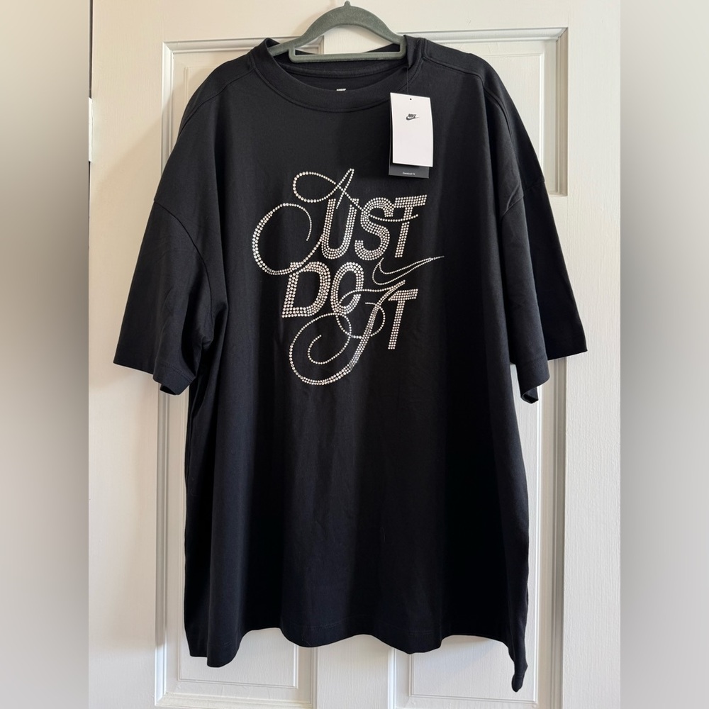 Nike Just Do It Rhinestone Oversized Tee Tshirt
